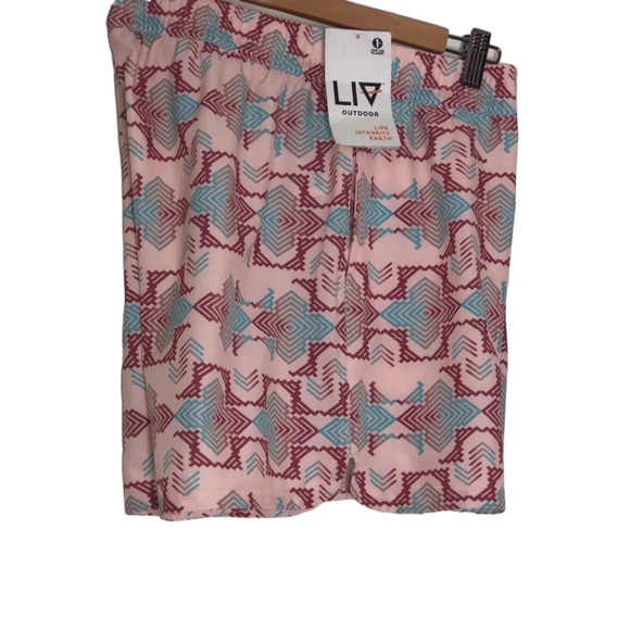 LIV OUTDOOR Minerva Printed Pale Dogwood Geo Pull-On Active Shorts Size Medium - Picture 5 of 15